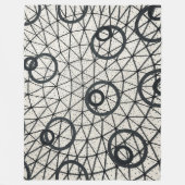 白黒抽象芸術円 フリースブランケット (正面)