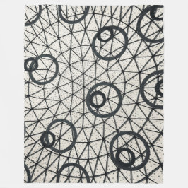 白黒抽象芸術円 フリースブランケット