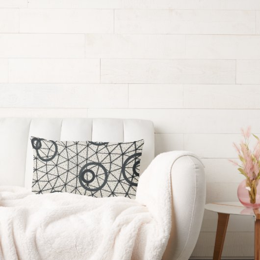 白黒抽象芸術円 ランバークッション (ソファ)