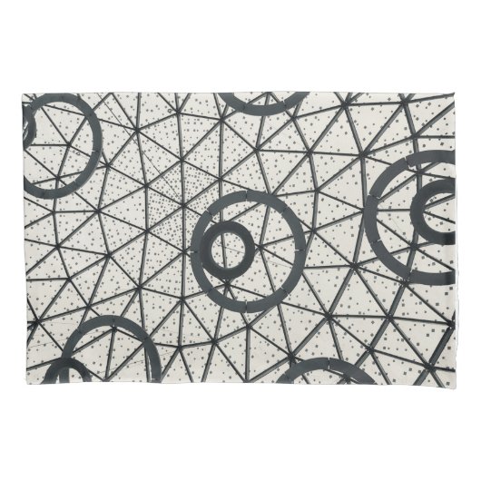 白黒抽象芸術円 枕カバー (正面)