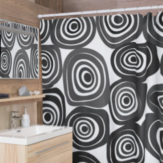 白黒抽象芸術図形パターン シャワーカーテン