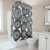 白黒抽象芸術図形パターン シャワーカーテン (インサイチュ)
