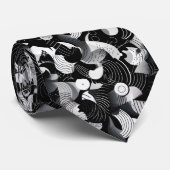 白黒抽象芸術図形パターン ネクタイ (ロール)