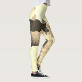 白黒抽象芸術大理石パターントレーニング レギンス (右)