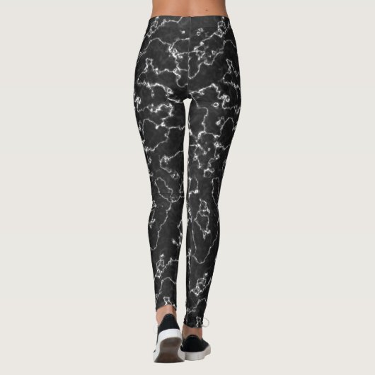 白黒抽象芸術大理石パターンレギンス レギンス (裏面)