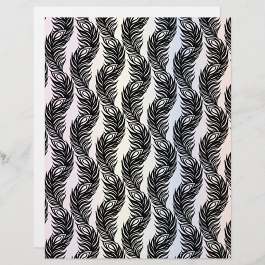 白黒抽象芸術孔雀の羽毛パターン (正面/裏面)