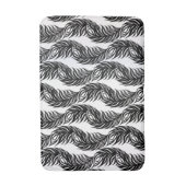 白黒抽象芸術孔雀の羽毛パターン バスマット (正面縦)