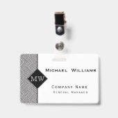 白黒抽象芸術山形モノグラム バッジ (クリップ付き表面)