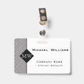 白黒抽象芸術山形モノグラム バッジ (クリップ付き裏面)