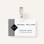 白黒抽象芸術山形モノグラム バッジ (裏面クリップ)