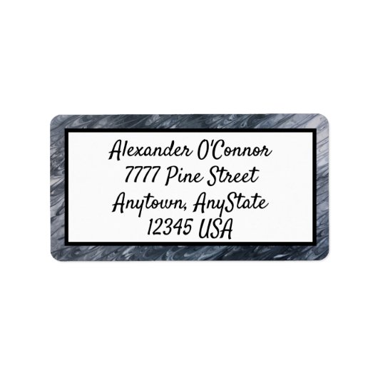 白黒抽象芸術差出人住所ラベル ラベル (正面)