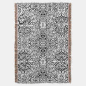 白黒抽象芸術幾何パタモダンーン スローブランケット (正面縦)