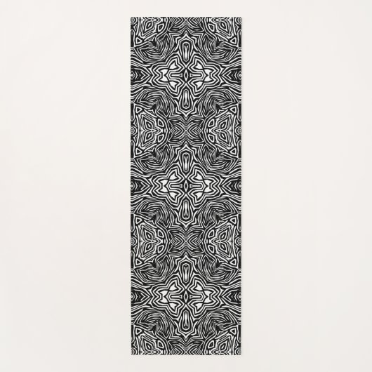 白黒抽象芸術幾何パタモダンーン ヨガマット (正面)