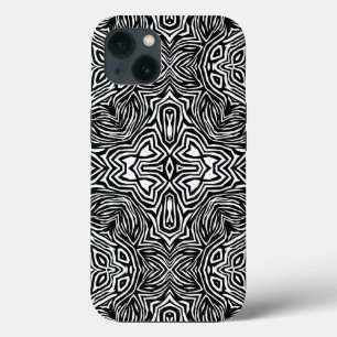 白黒抽象芸術幾何パタモダンーン iPhone 13ケース