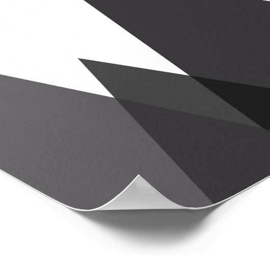 白黒抽象芸術幾何学山美術 ポスター (角)