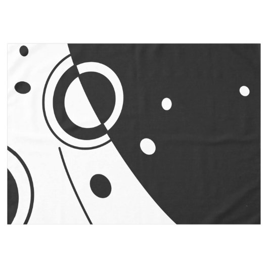 白黒抽象芸術幾何学模様 テーブルクロス (正面(横))