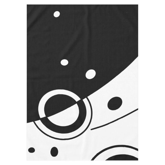 白黒抽象芸術幾何学模様 テーブルクロス (正面)