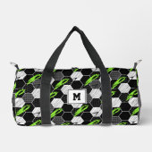 白黒抽象芸術幾何学的サッカースポーツ ダッフルバッグ (正面)