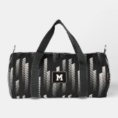 白黒抽象芸術幾何学的ストライプスポーツ ダッフルバッグ (裏面)