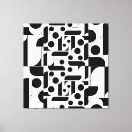 白黒抽象芸術幾何学的パターン キャンバスプリント