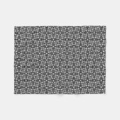 白黒抽象芸術幾何学的モザイクパターン(の模様が)ある フリースブランケット (正面(横))