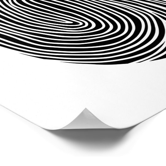 白黒抽象芸術指紋。モダン線 ポスター (角)