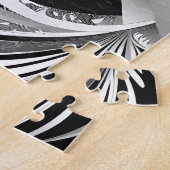 白黒抽象芸術旋回のモダン美しい ジグソーパズル (側面)