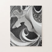 白黒抽象芸術旋回のモダン美しい ジグソーパズル (縦)