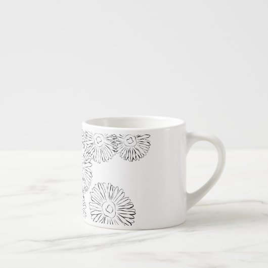 白黒抽象芸術春の花 エスプレッソカップ (右)