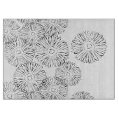 白黒抽象芸術春の花 カッティングボード (正面)