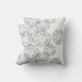 白黒抽象芸術春の花 クッション (正面)