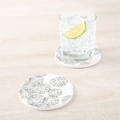 白黒抽象芸術春の花 コースター (側面)