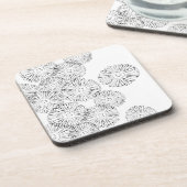白黒抽象芸術春の花 コースター (左側)