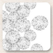 白黒抽象芸術春の花 コースター (正面)