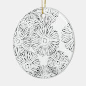白黒抽象芸術春の花 セラミックオーナメント (左)