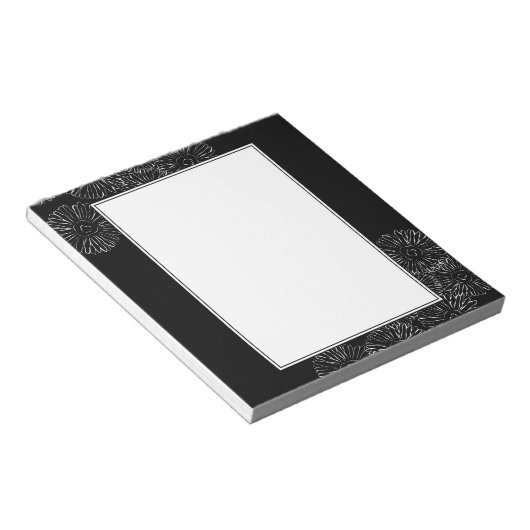 白黒抽象芸術春の花 ノートパッド (アングル)