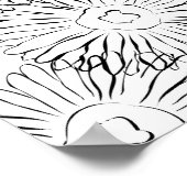 白黒抽象芸術春の花 ポスター (角)