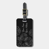 白黒抽象芸術春の花 ラゲッジタグ (正面縦)
