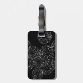 白黒抽象芸術春の花 ラゲッジタグ (裏面縦)