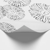 白黒抽象芸術春の花 ラッピングペーパー (角)