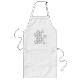 白黒抽象芸術春の花 ロングエプロン