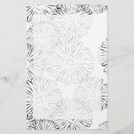 白黒抽象芸術春の花 便箋