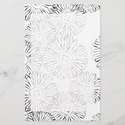 白黒抽象芸術春の花 便箋 (正面)