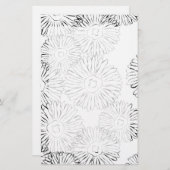 白黒抽象芸術春の花 便箋 (正面/裏面)