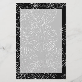 白黒抽象芸術春の花 便箋