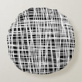 白黒抽象芸術枕 ラウンドクッション (正面)
