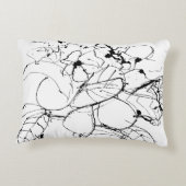 白黒抽象芸術植物スケッチ アクセントクッション (裏面)