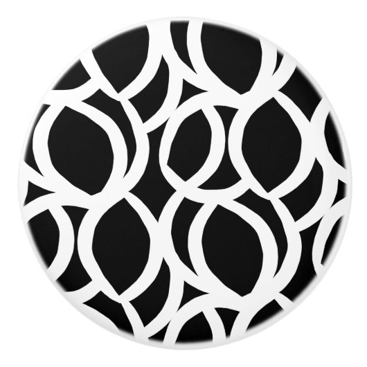 白黒抽象芸術模様セラミックプル セラミックノブ (正面)