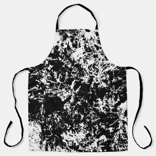 白黒抽象芸術氷形成オールオーバー エプロン (正面)