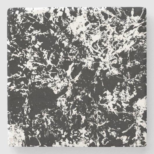 白黒抽象芸術氷形成 ストーンコースター (正面)